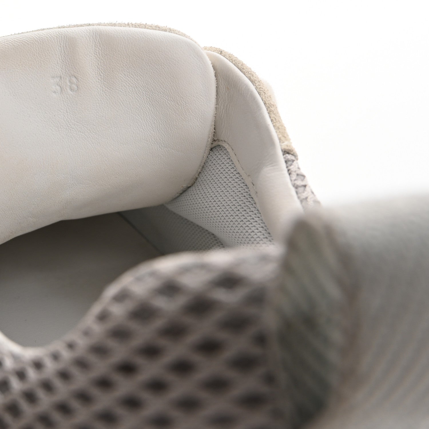 Hermes Air Mesh Suede Goatskin Bouncing Sneakers  38 Gris Lulea White 9 of 14