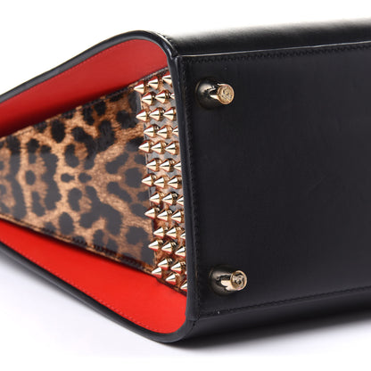 Christian Louboutin Calfskin Patent Leopard Spiked Medium Paloma Black 23 of 24