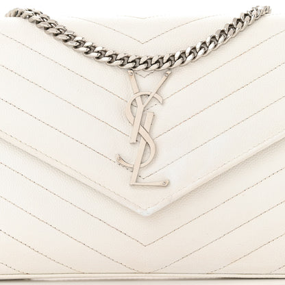 Saint Laurent Grain De Poudre Matelasse Chevron Monogram Chain Wallet White 8 of 12