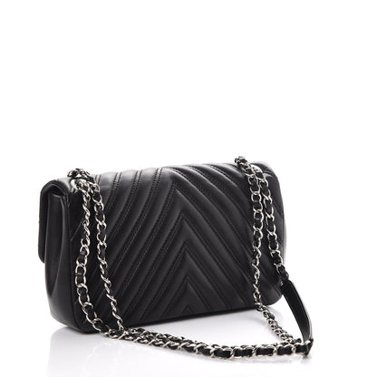 Chanel Lambskin Surpique Chevron Quilted Small Single Flap Black 3 of 10