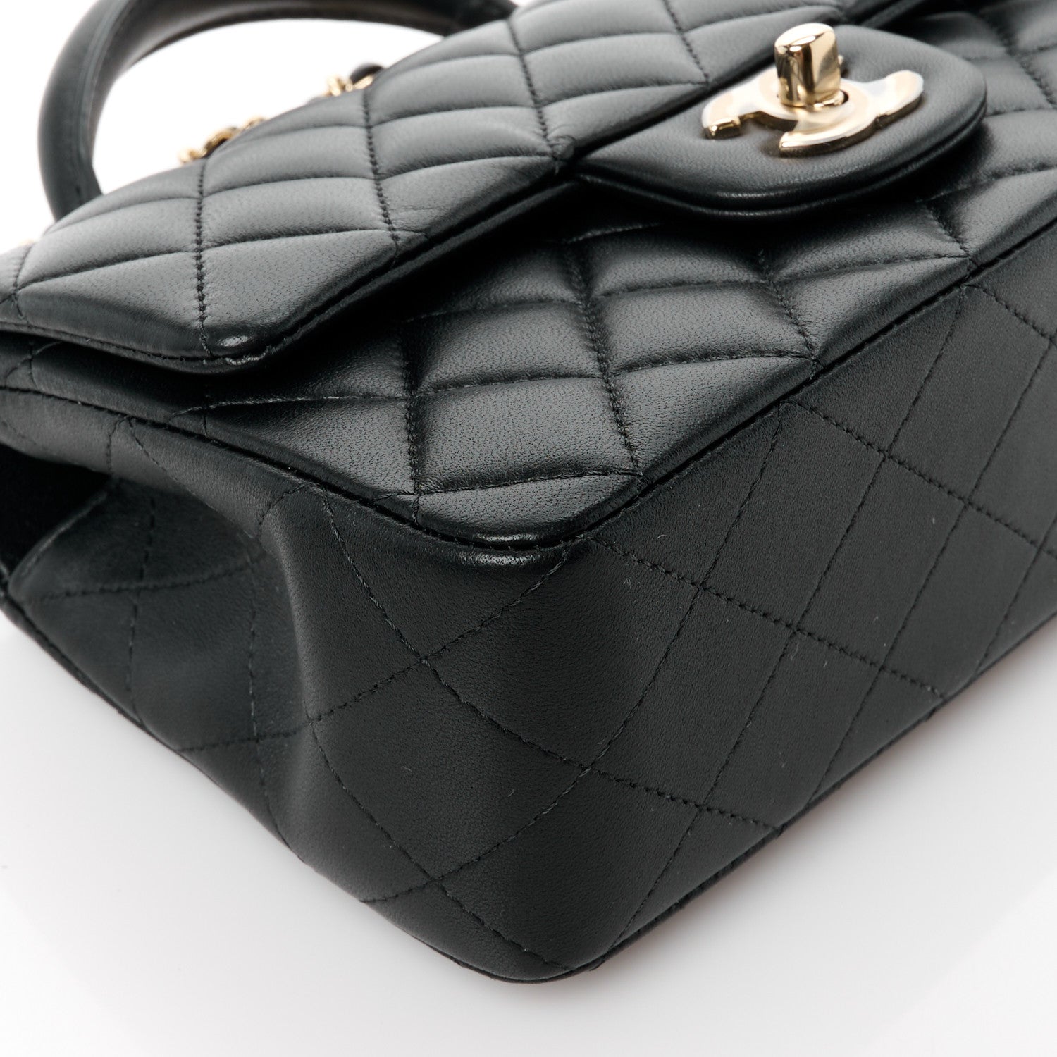 Chanel Lambskin Quilted Mini Top Handle Rectangular Flap Black 10 of 12