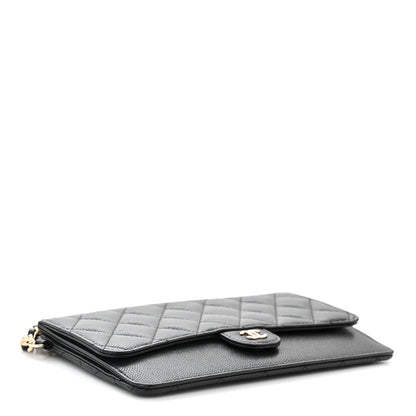 Chanel Caviar Quilted Classic Pouch With Handle Black 4 of 11