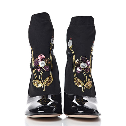 Gucci Patent Calfskin Candy Sock Ankle Boots 38.5 Black 2 of 7
