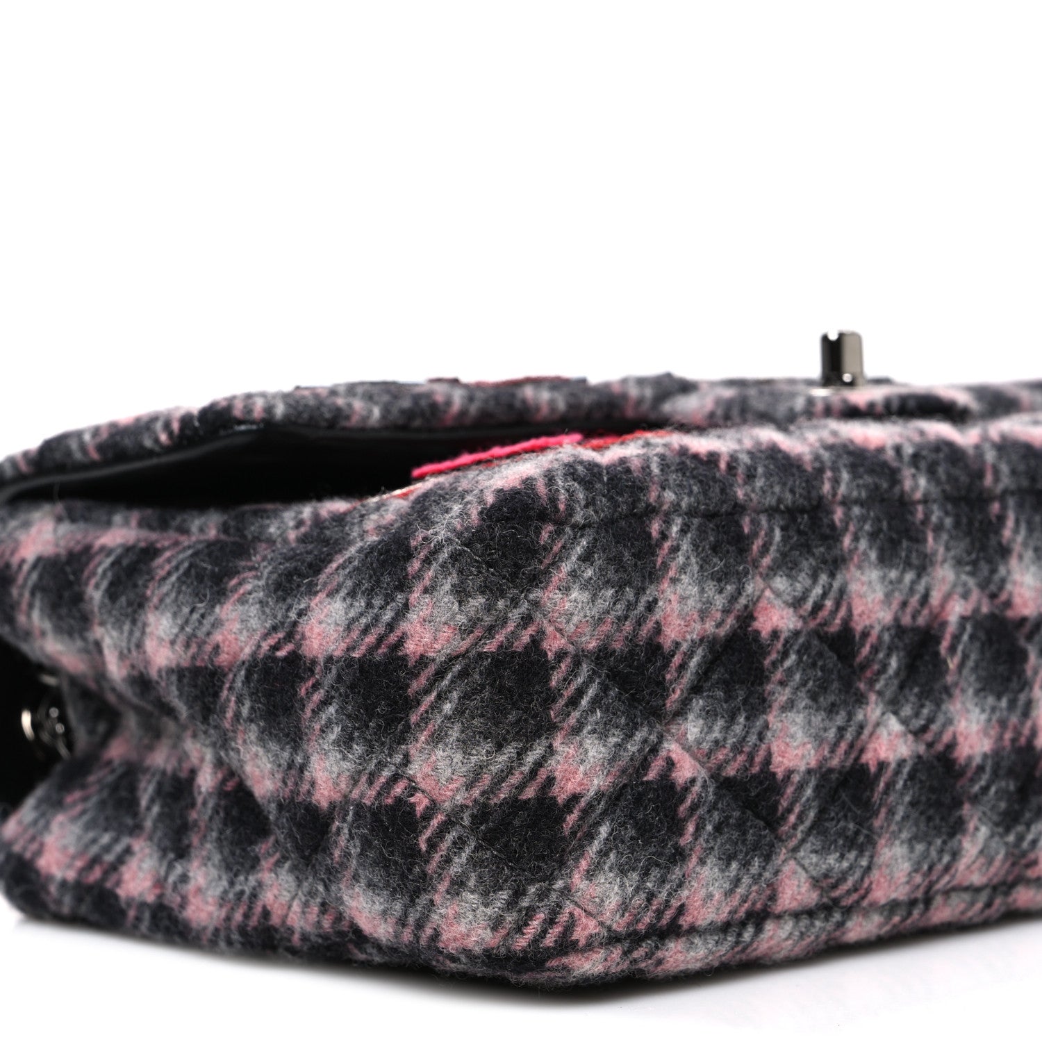 Chanel Wool Patchwork Medium Single Flap Pink Grey 9 of 10