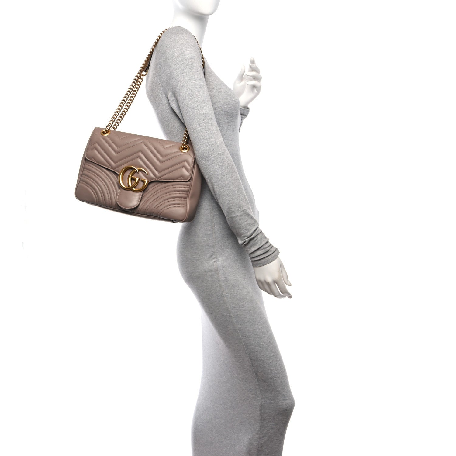 Gucci Calfskin Matelasse Medium GG Marmont Shoulder Bag Porcelain Rose 2 of 11