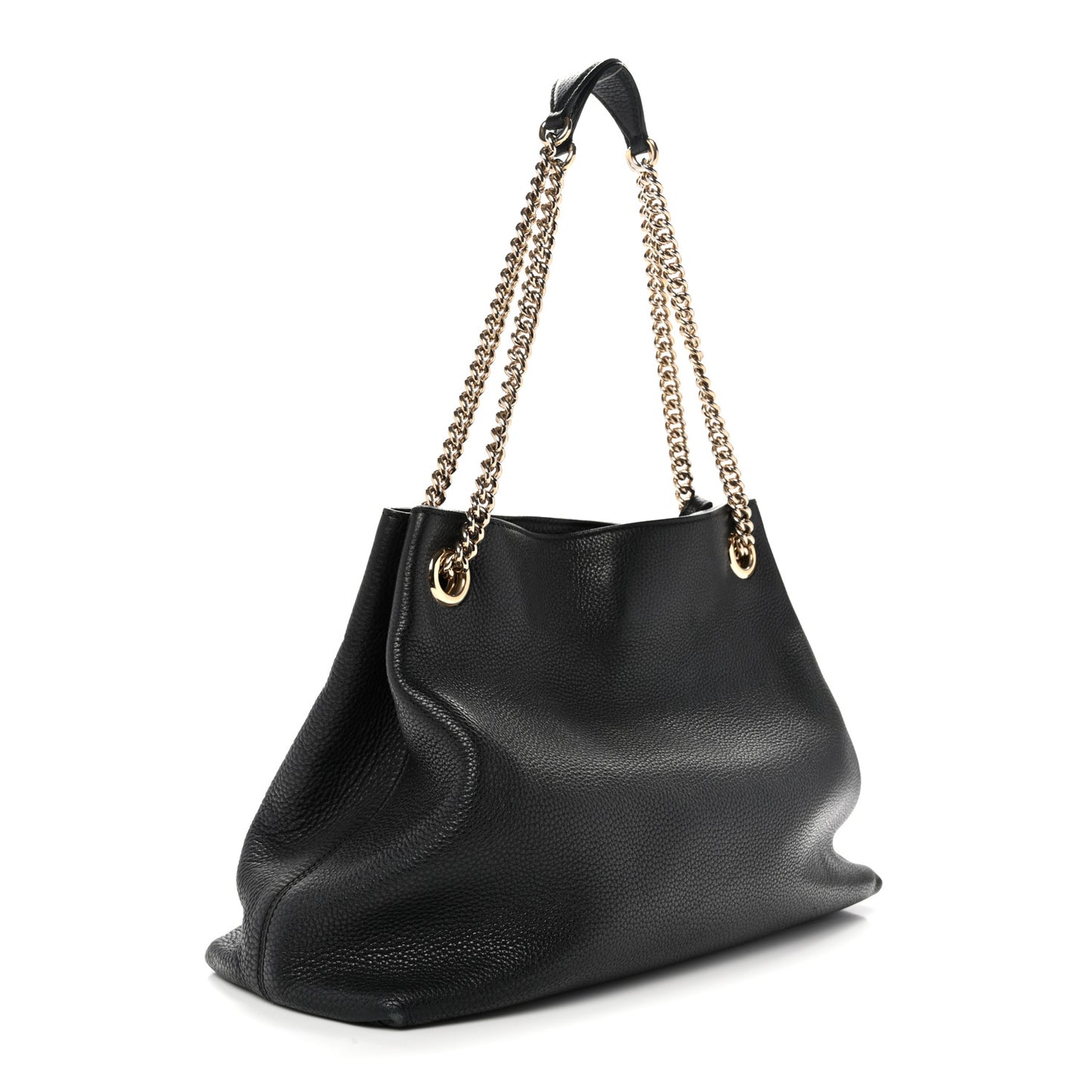Pebbled Calfskin Medium Soho Chain Shoulder Bag Black