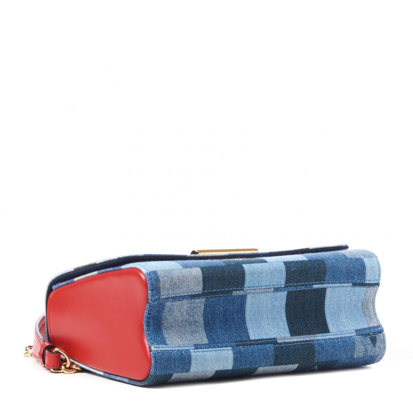 Denim Damier Monogram Twist Shoulder Bag MM Blue Rouge