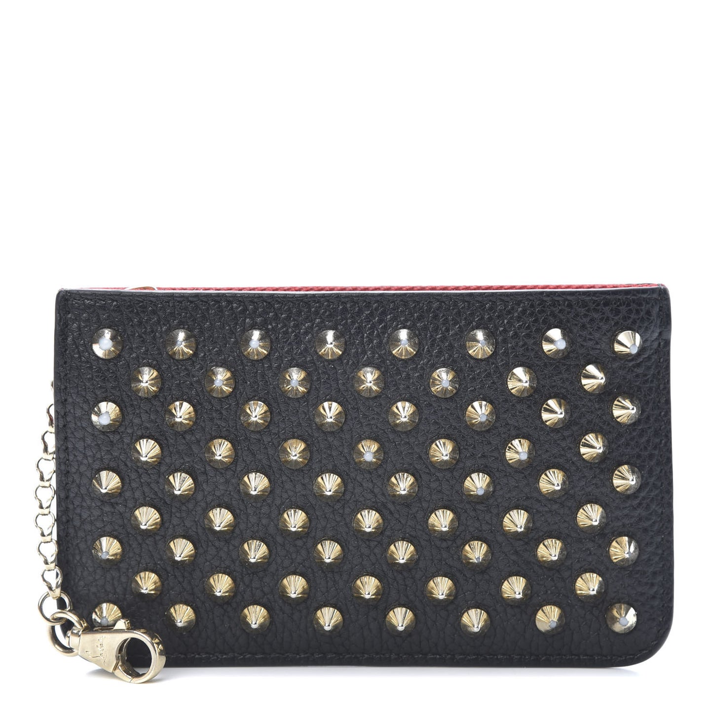 Calfskin Empire Panettone Spikes Key Ring Pouch Black