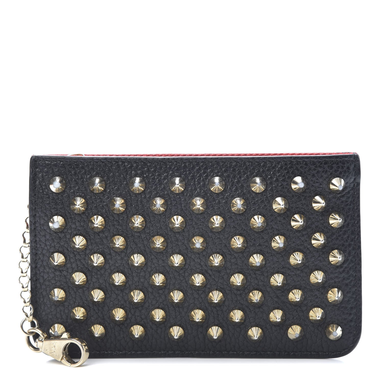 Christian Louboutin Calfskin Empire Panettone Spikes Key Ring Pouch Black 1 of 13