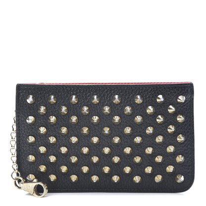 Christian Louboutin Calfskin Empire Panettone Spikes Key Ring Pouch Black 1 of 13
