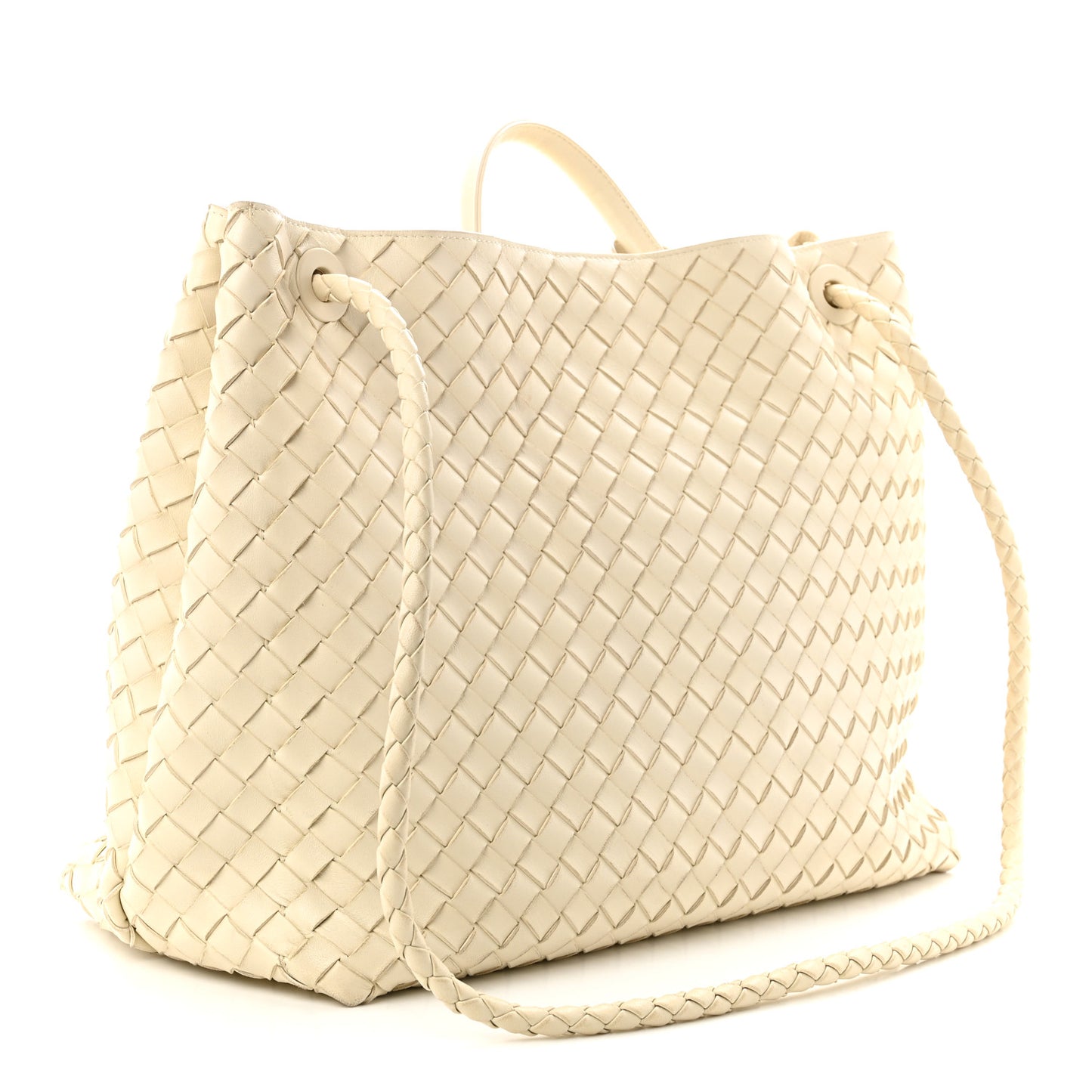 Nappa Intrecciato Large Andiamo Shoulder Bag Sea Salt