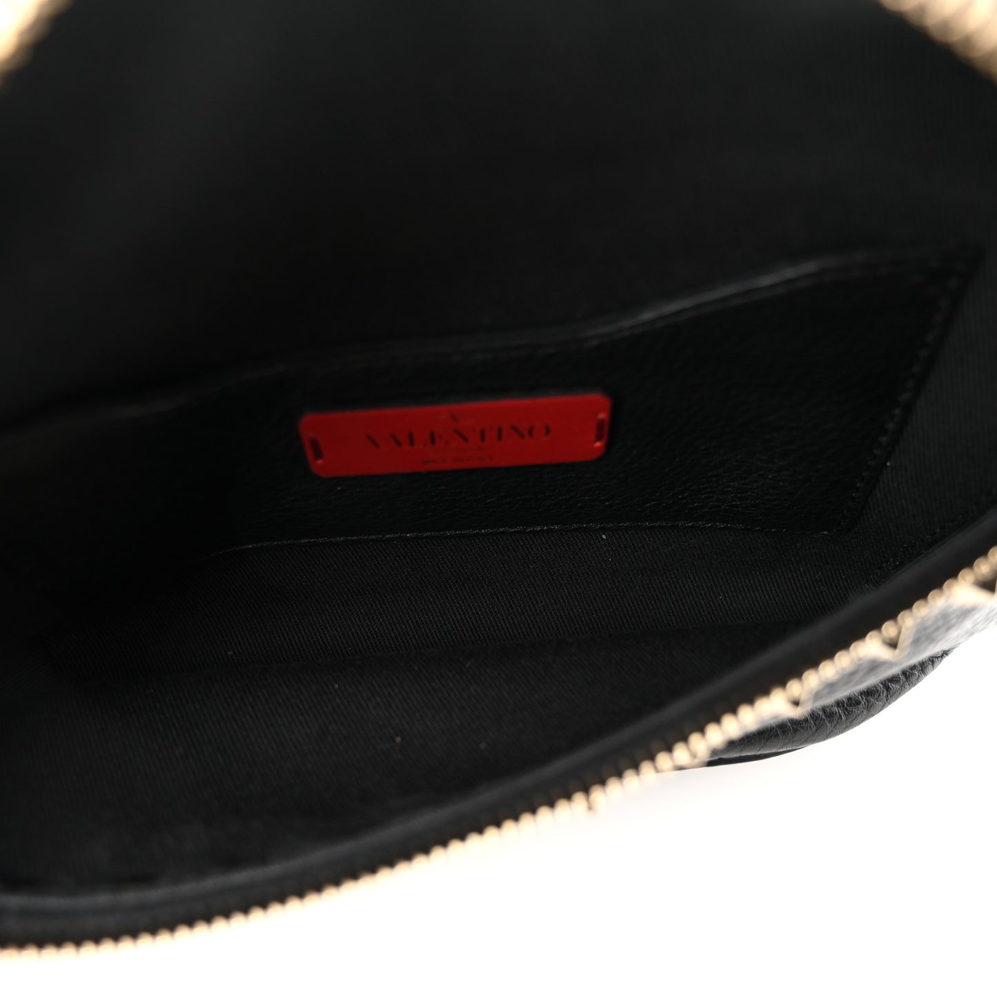 Grainy Calfskin Rockstud Belt Bag Black