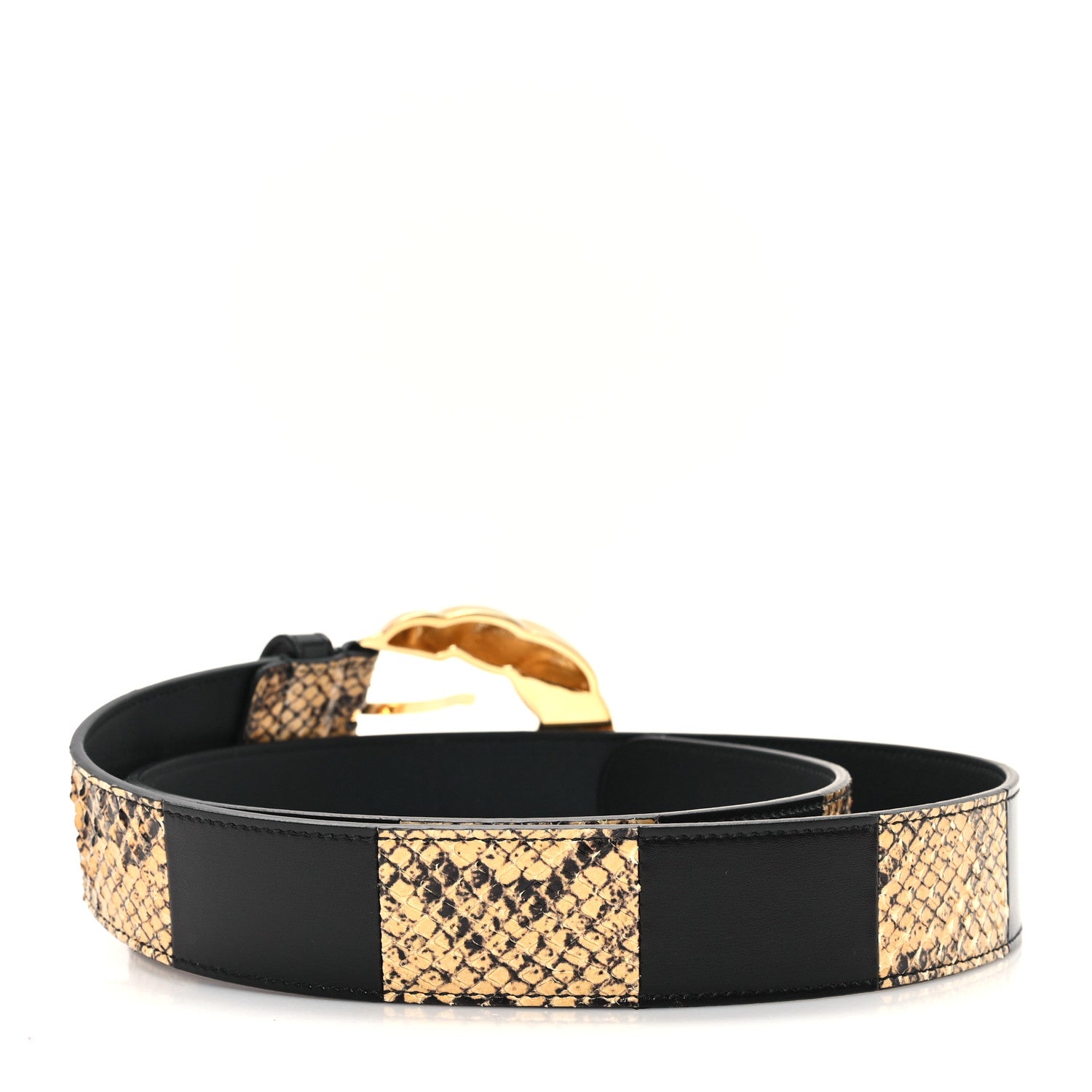 Gucci Ciny Calfskin Lux Snakeskin Torchon 35mm Belt 95 38 Black 2 of 5