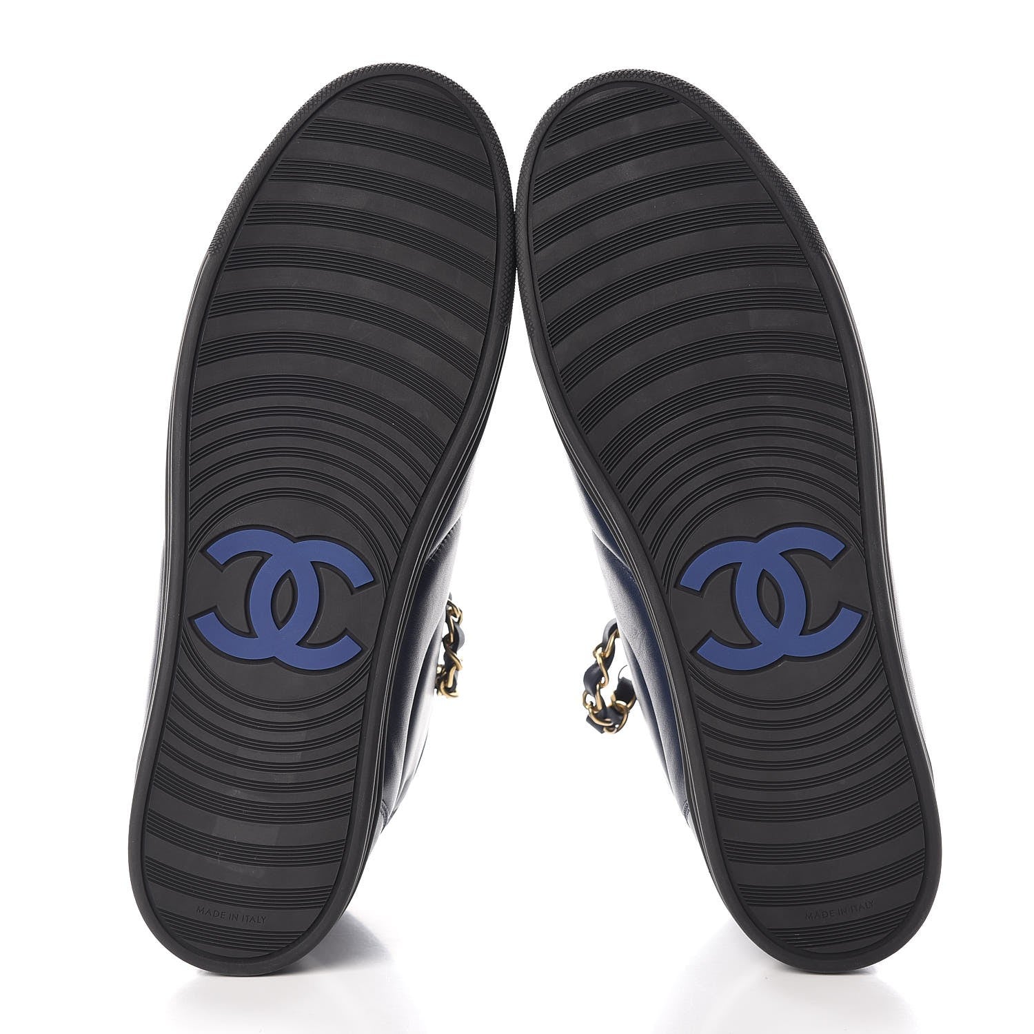 Chanel Calfskin Mens Zipped Sneakers 43 Navy 5 of 9