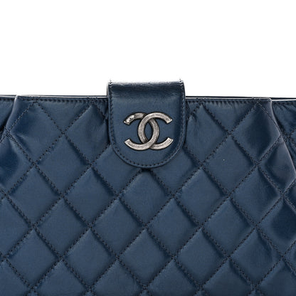 Chanel Glazed Calfskin Quilted Coco Pleats Clutch Navy 8 of 16