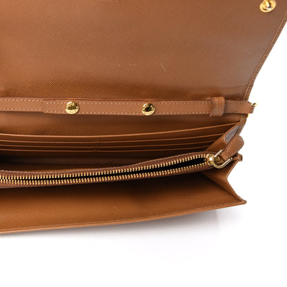 Prada Saffiano Metal Oro Chain Wallet Caramel 5 of 8