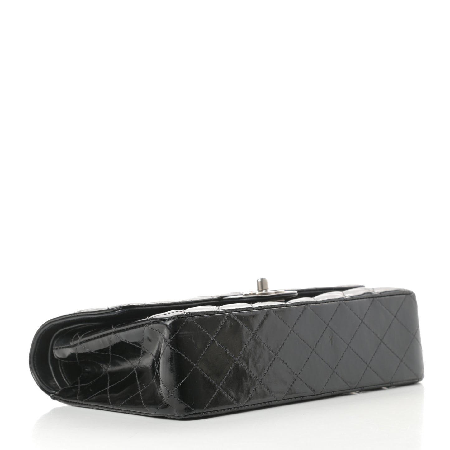 Patent Quilted Medium Double Flap Black