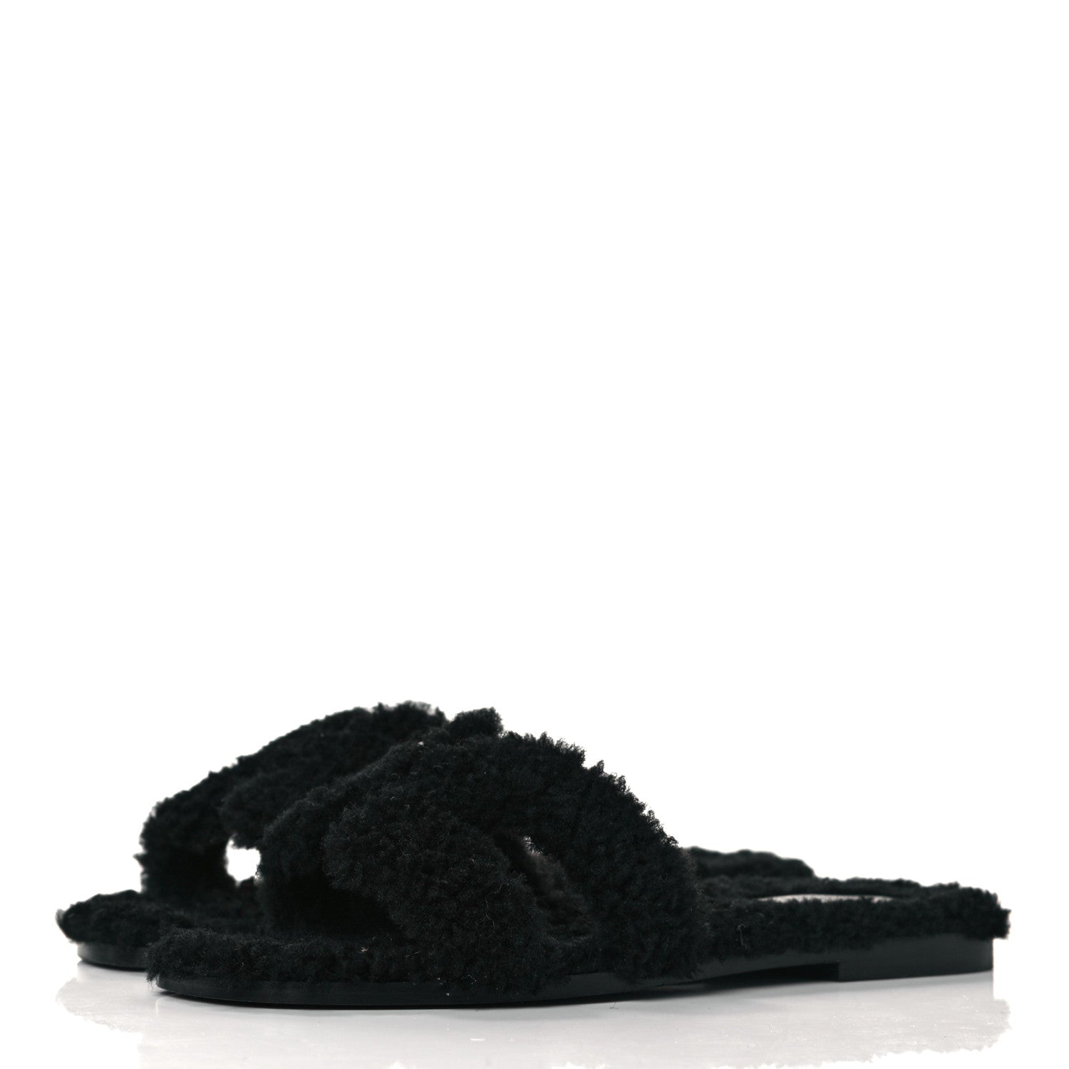 Hermes Woolskin Oran Sandals 40 Black 3 of 7
