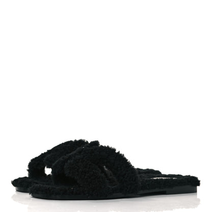 Hermes Woolskin Oran Sandals 40 Black 3 of 7