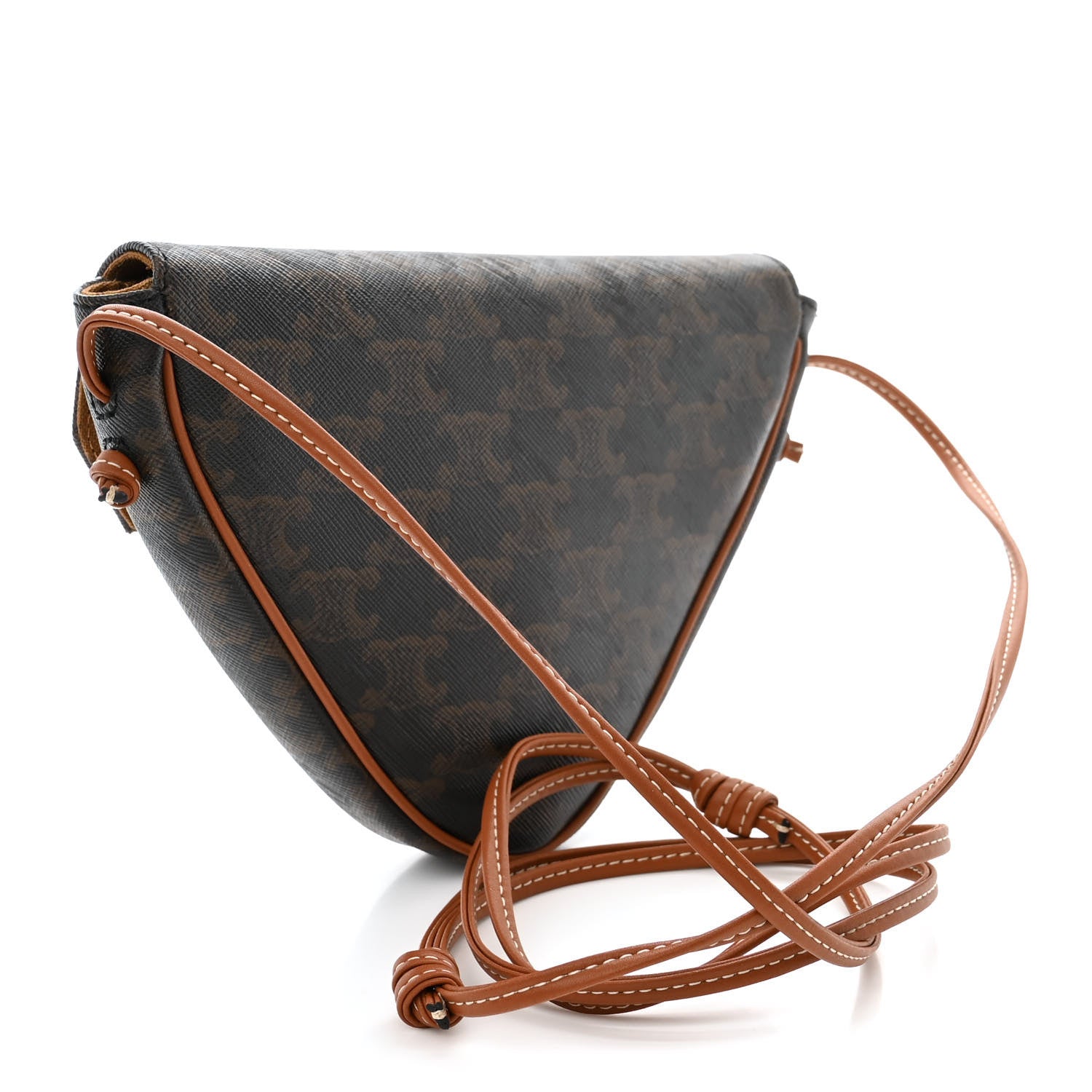 Celine Triomphe Canvas Triangle Crossbody Bag Tan 3 of 10