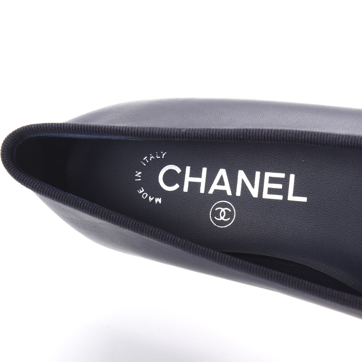 Lambskin CC Cap Toe Ballerina Flats 35 Navy