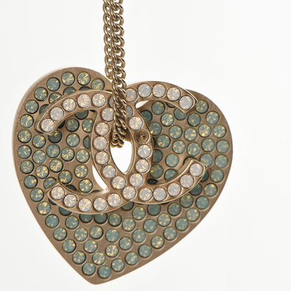 Chanel Crystal Heart CC Charm Necklace Gold 5 of 5