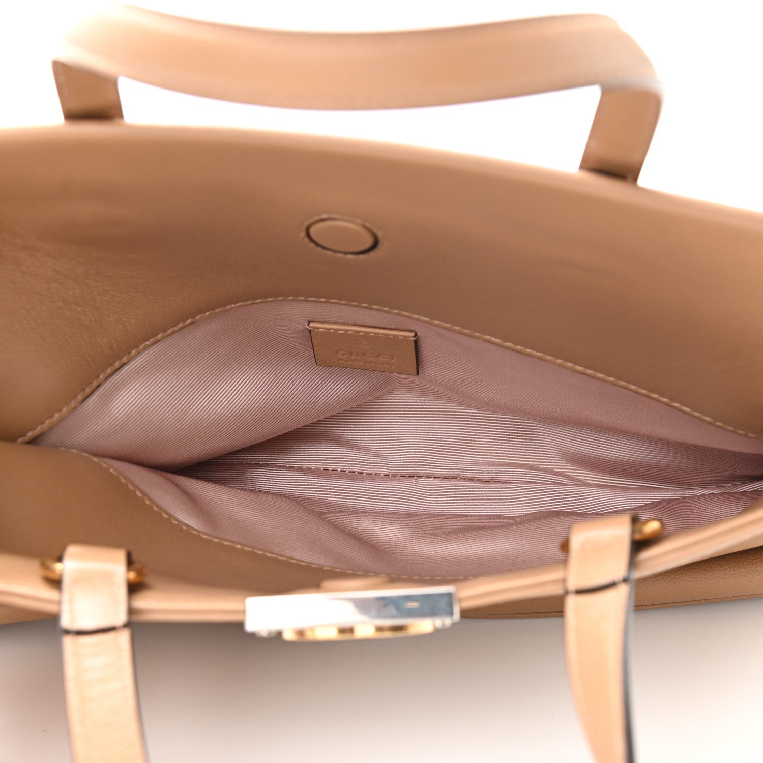 Gucci Lambskin Small Linea Matisse Top Handle Bag Natural Tan 5 of 11
