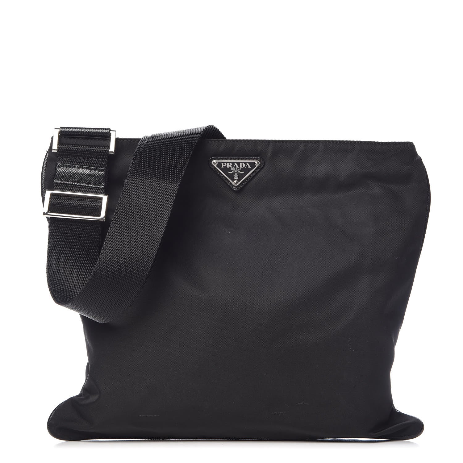 Prada Nylon Saffiano Flat Messenger Bag Black 1 of 9