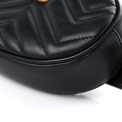 Gucci Calfskin Matelasse GG Marmont Belt Bag 85 34 Black 9 of 11