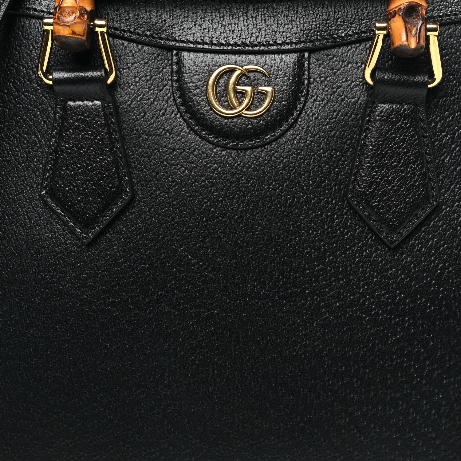 Gucci Textured Dollar Calfskin Web Small Diana Tote Bag Black Dusty Grey 8 of 10