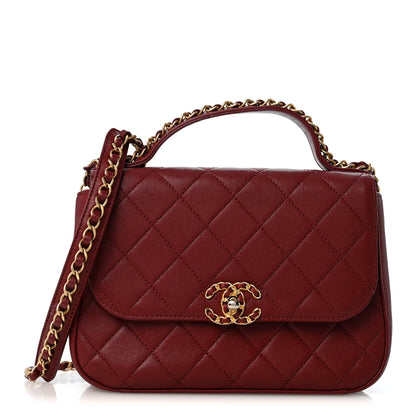 Chanel Lambskin Quilted Chain Infinity Top Handle Flap Burgundy 1 of 14