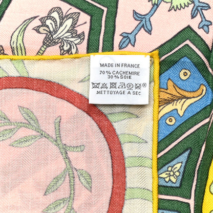 Hermes Cashmere Silk La Danse Des Amazones Shawl 140 Vert Bleu Jaune 6 of 6