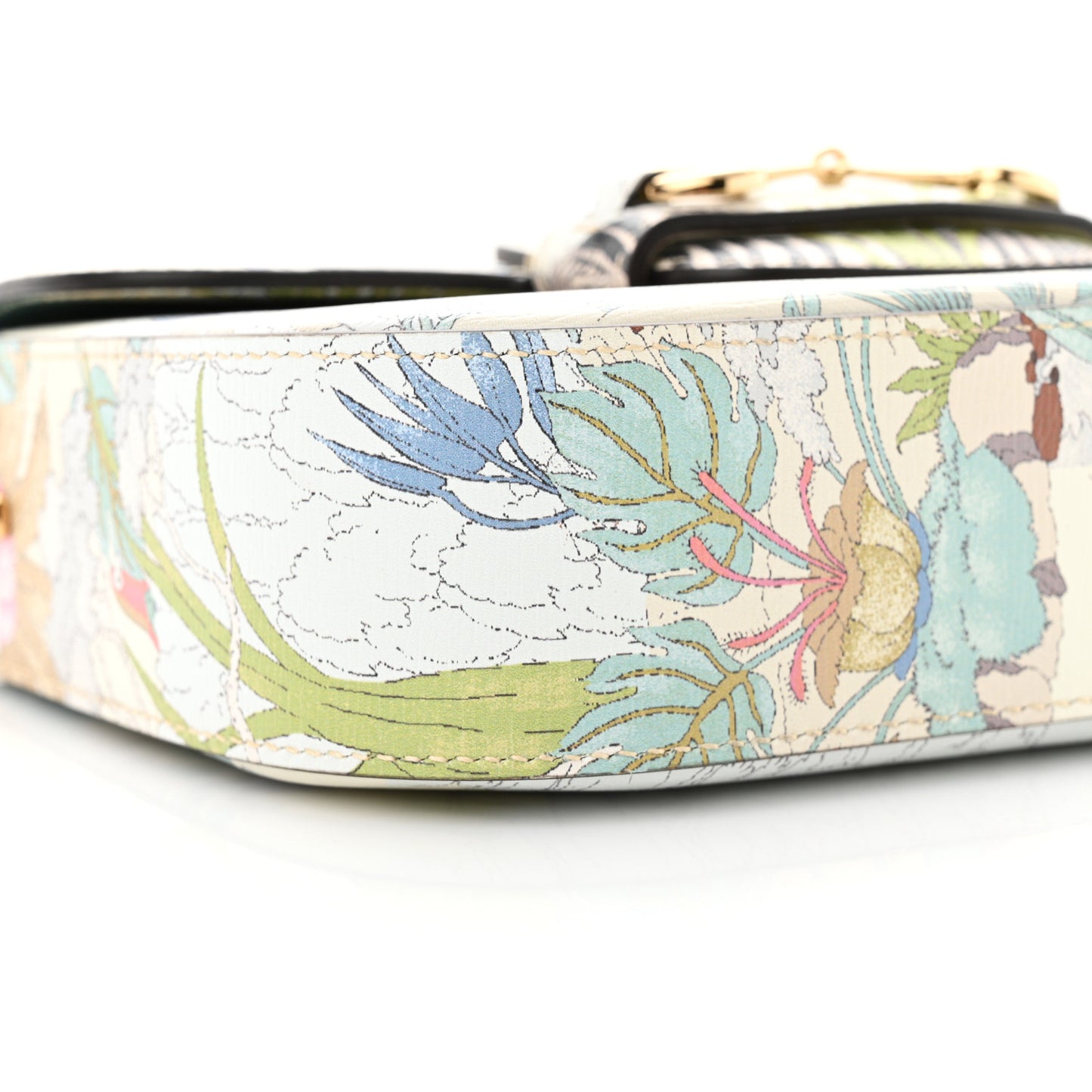 New Shangai Calfskin Tiger Savanah Web Mini Horsebit 1955 Shoulder Bag Chalky White Multicolor