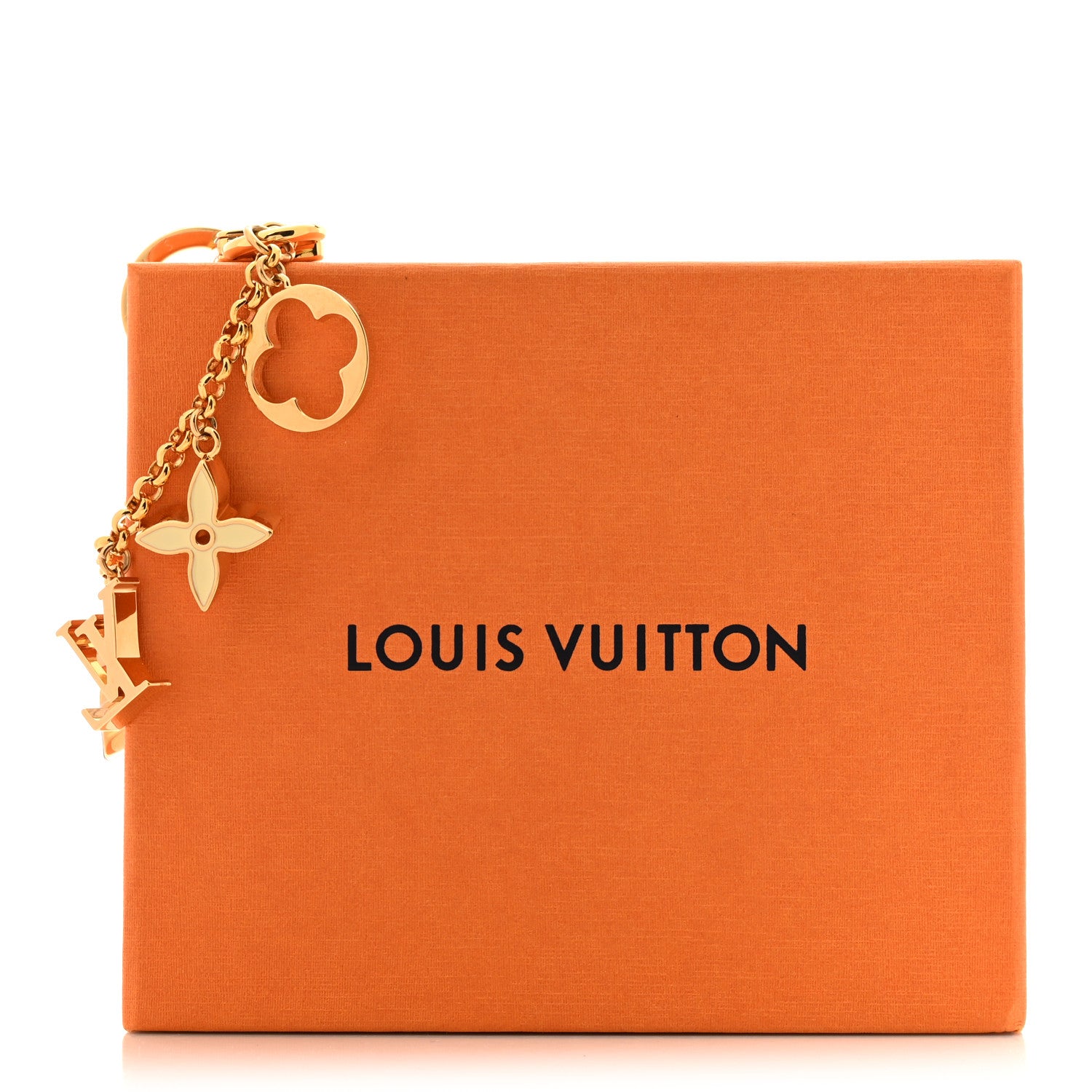 Louis Vuitton Brass Enamel Fleur De Monogram Bag Charm Chain Gold 4 of 4
