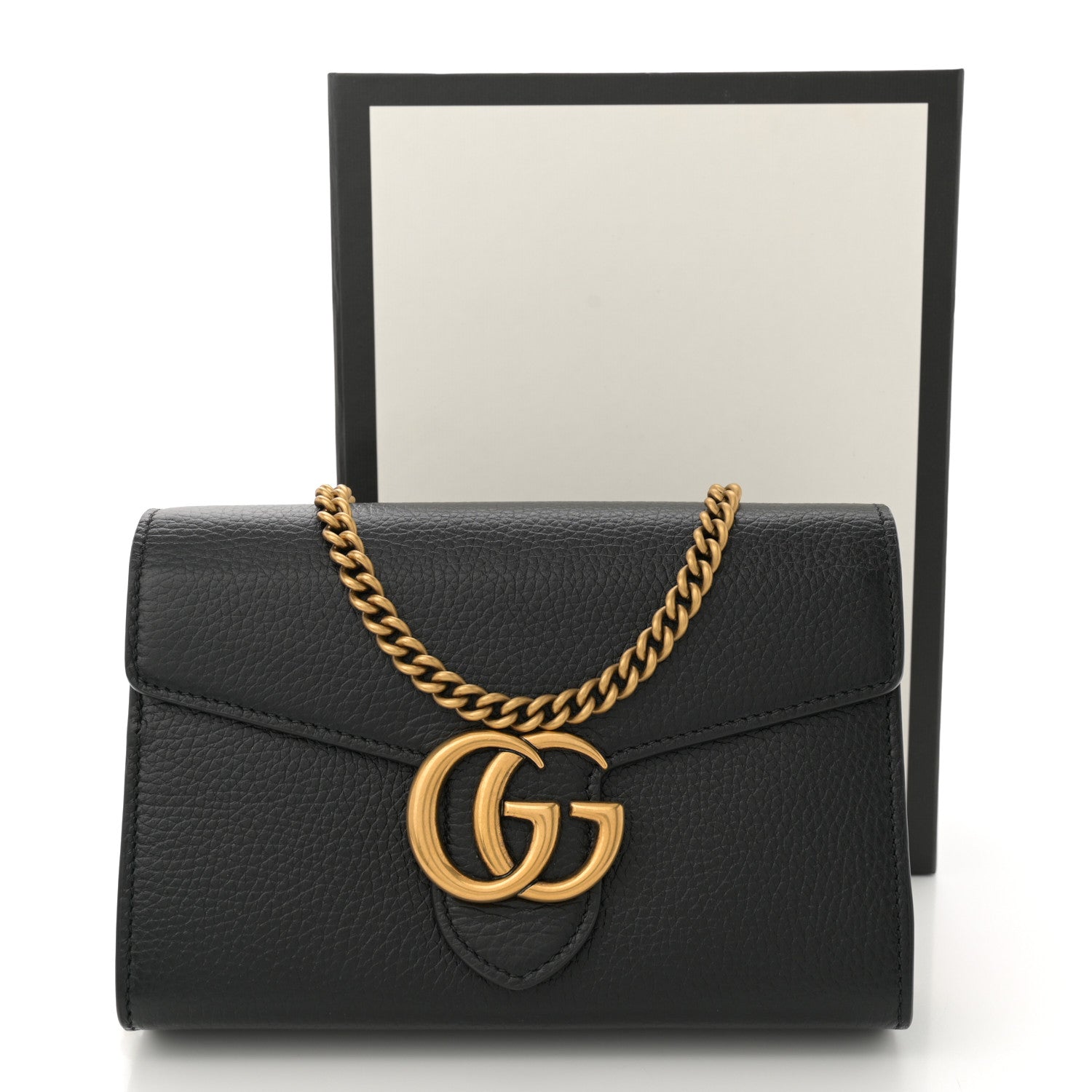 Gucci Calfskin GG Marmont Chain Wallet Black 12 of 12