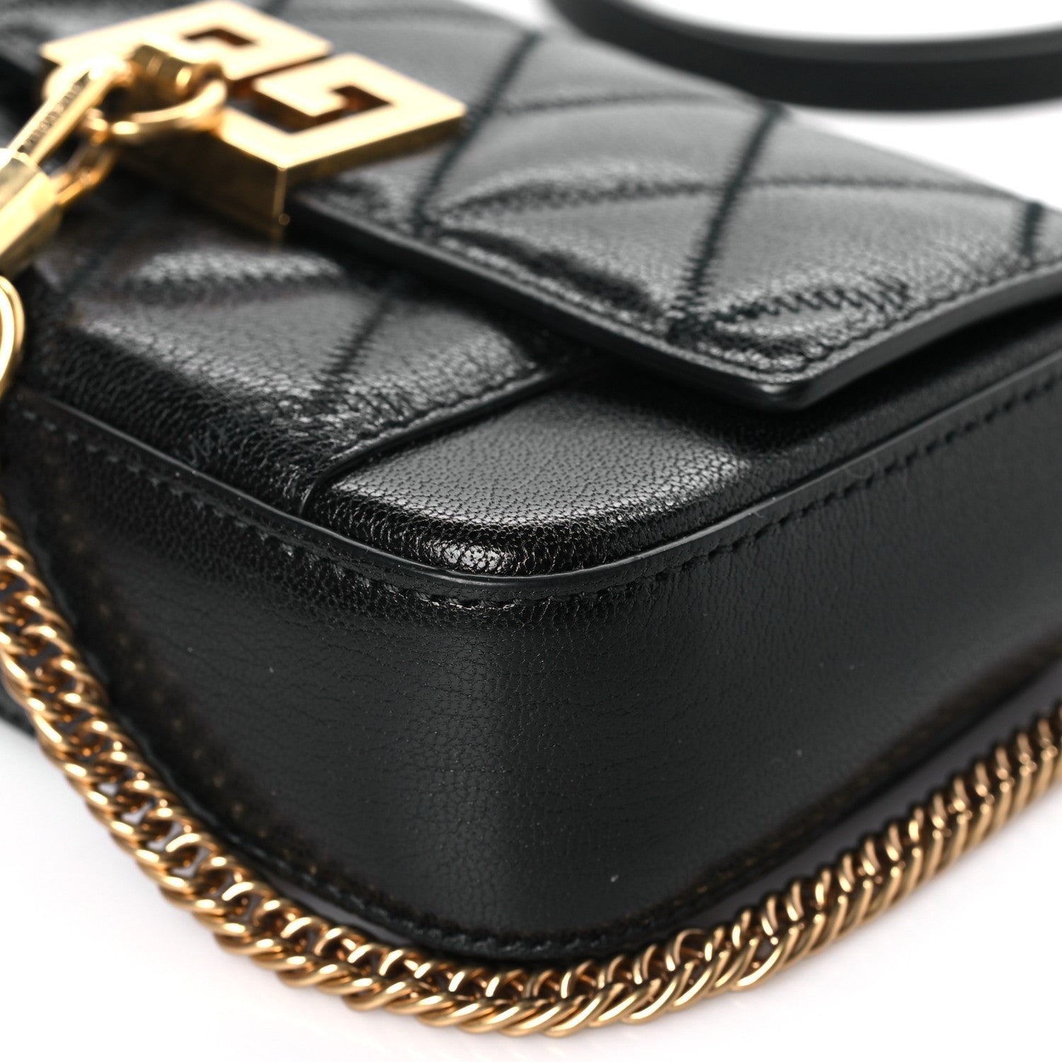 Givenchy Goatskin Quilted GV3 Mini Pocket Convertible Bag Black 8 of 9