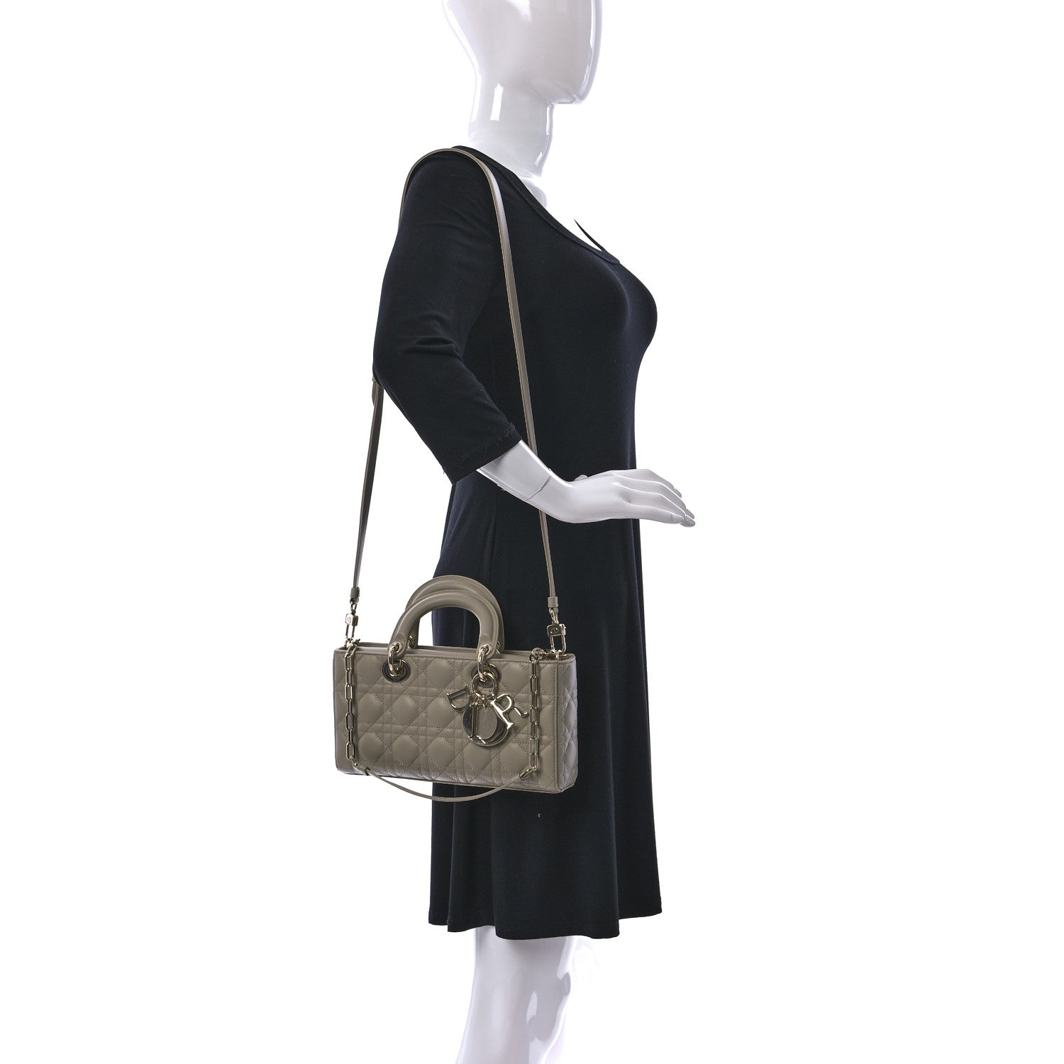 Christian Dior Lambskin Cannage Medium Lady D-Joy Sand 2 of 8