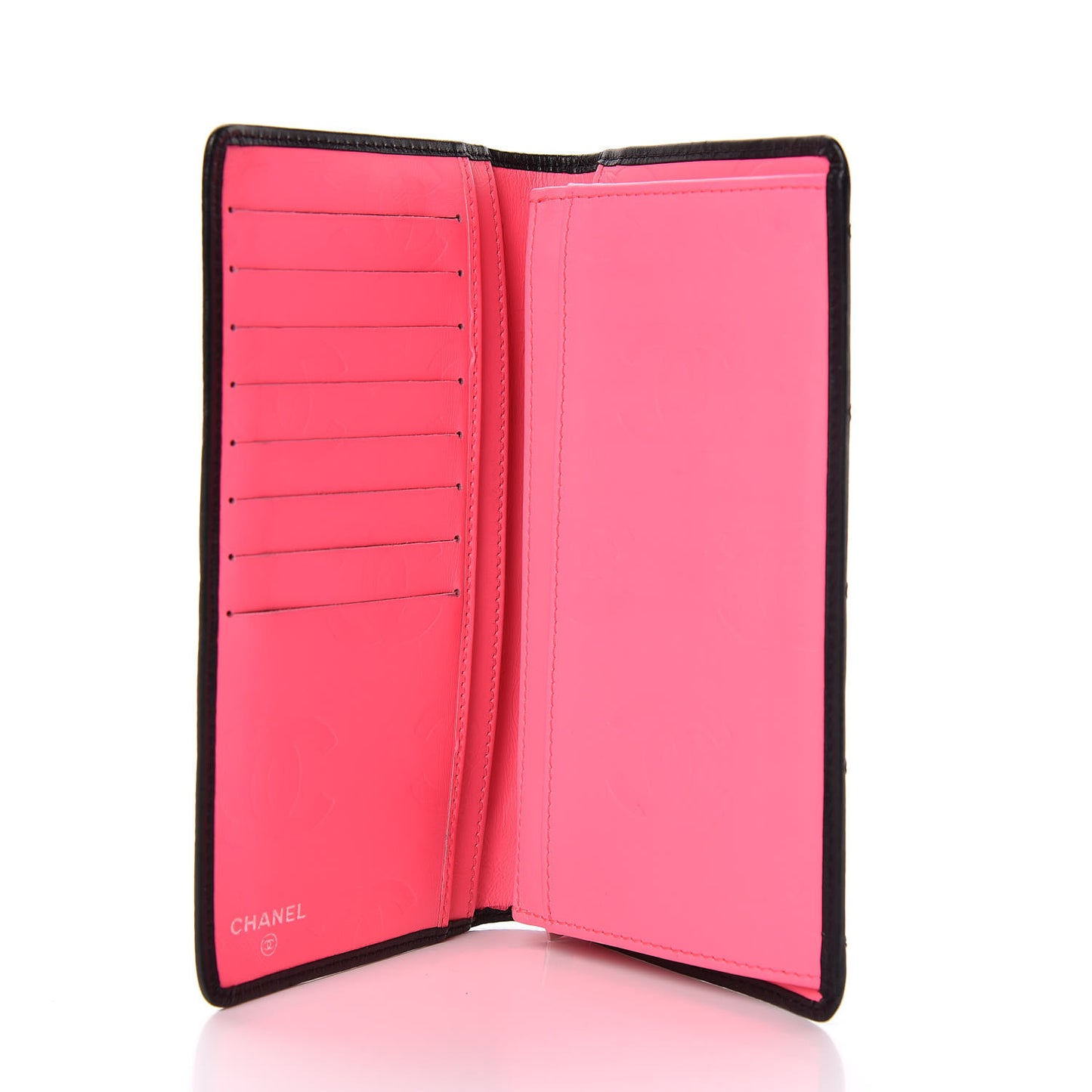 Calfskin Quilted Cambon Yen Wallet Black