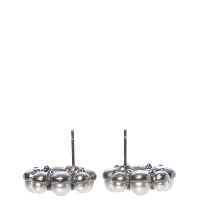 Chanel Pearl Crystal CC Earrings Ruthenium 4 of 6