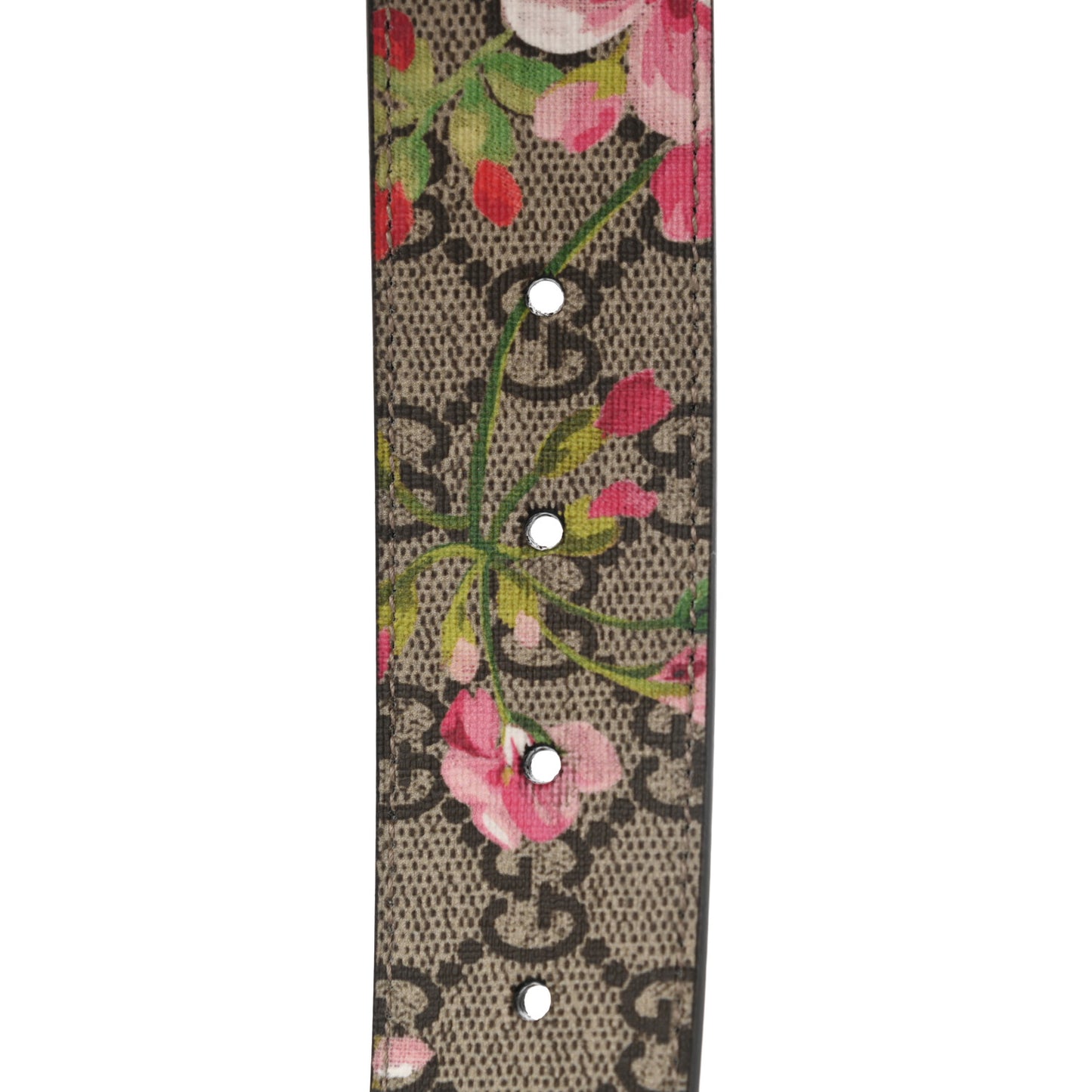 GG Supreme Monogram Blooms Moon Calfskin Interlocking G 37mm Belt 95 38 Beige Ebony Multicolor Dry Rose
