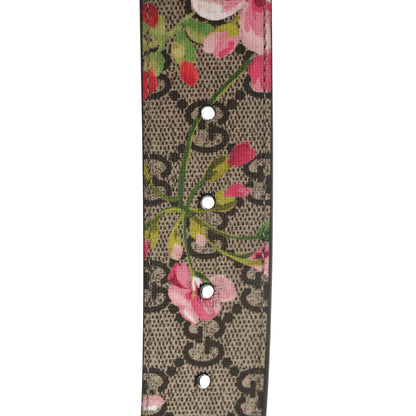 Gucci GG Supreme Monogram Blooms Moon Calfskin Interlocking G 37mm Belt 95 38 Beige Ebony Multicolor Dry Rose 5 of 5