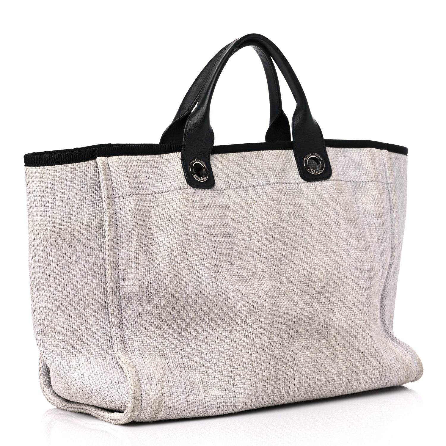 Chanel Woven Straw Raffia Medium Deauville Tote Grey 3 of 19