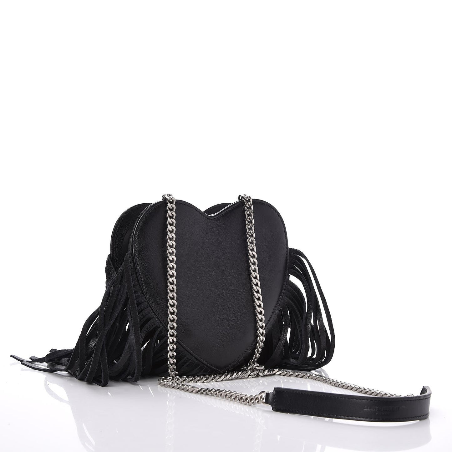 Calfskin Fringe Small Monogram Love Shoulder Bag Black