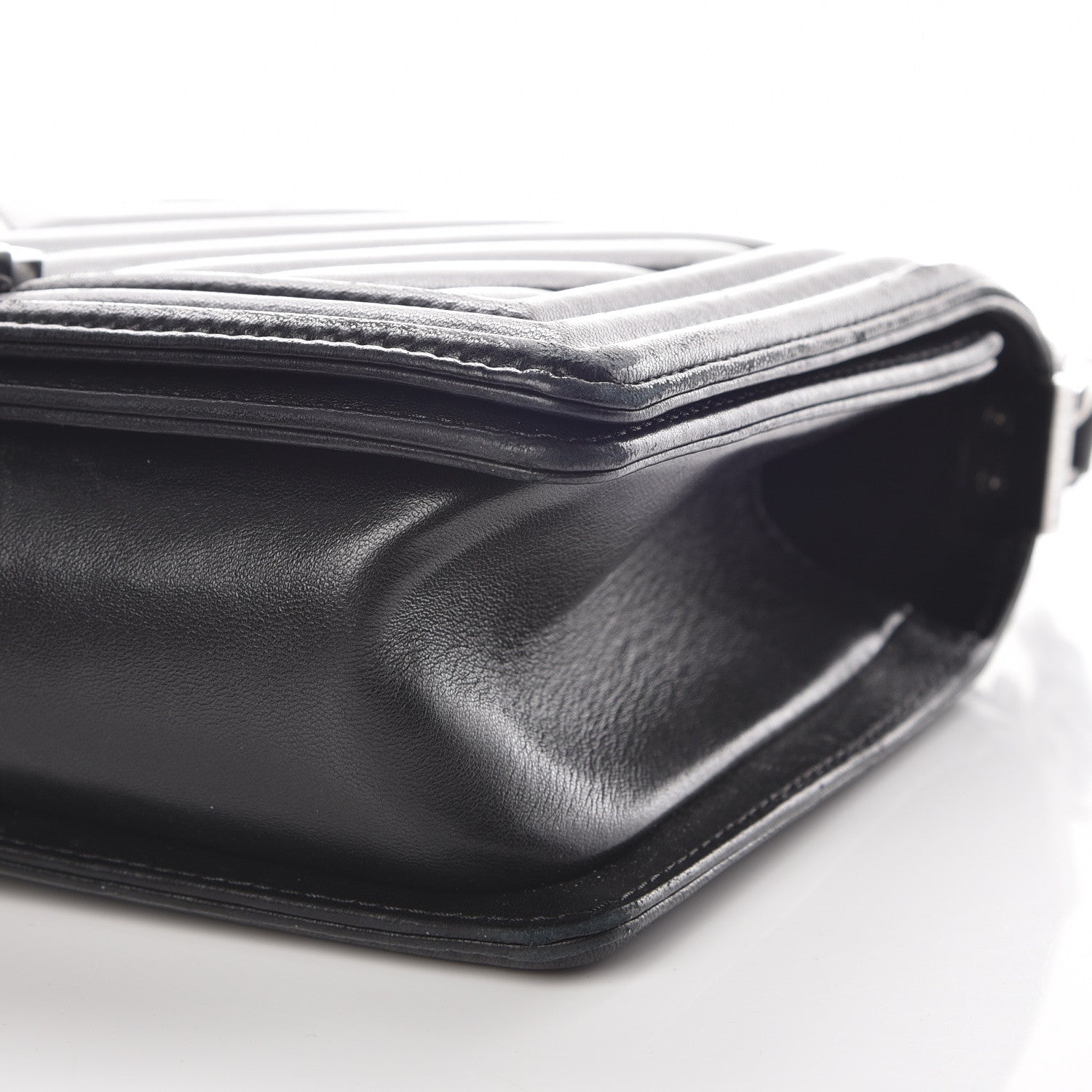 Chanel Calfskin Chevron Quilted Medium Boy Flap Black 11 of 16