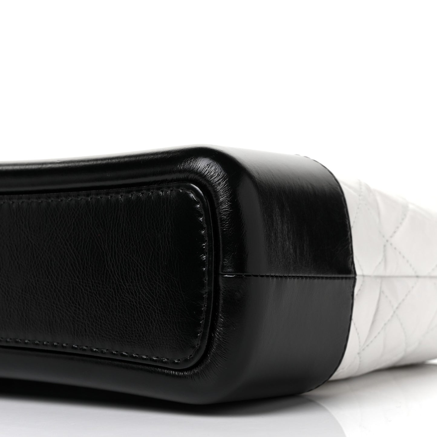 Aged Calfskin Quilted Medium Gabrielle Hobo Black White