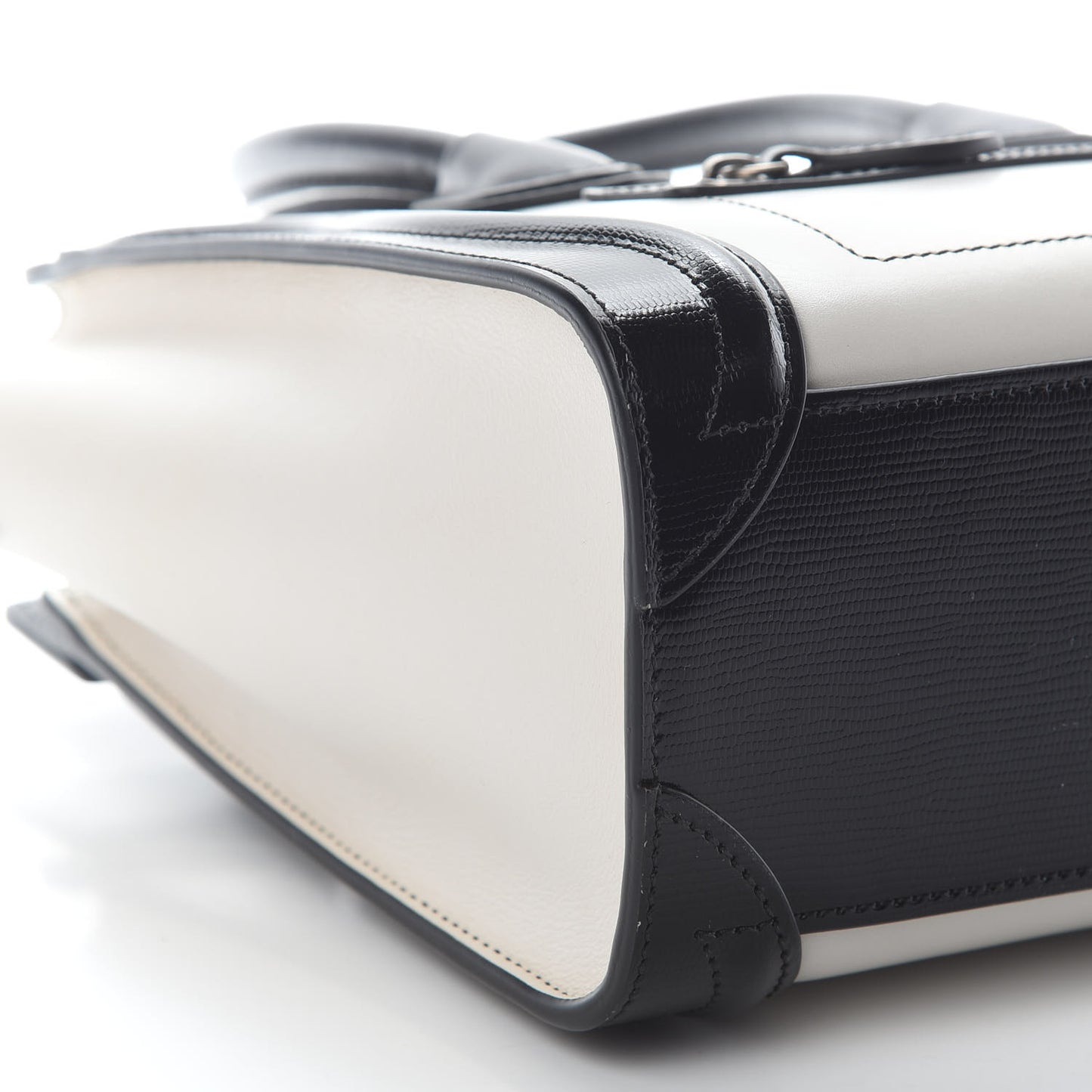 Smooth Calfskin Lizard Embossed Nano Luggage White Black