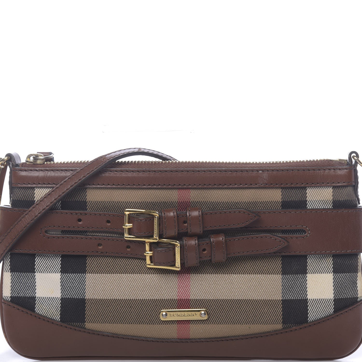 Burberry House Check Bridle Calfskin Peyton Crossbody Tan 10 of 10