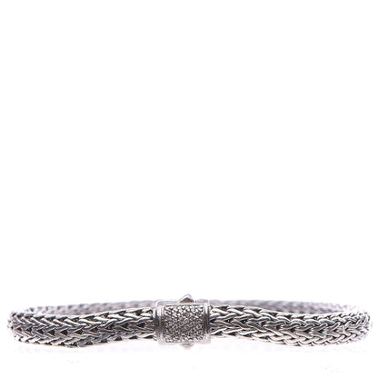John Hardy Sterling Silver Pave Diamond Classic Chain Clasp Bracelet M 1 of 5