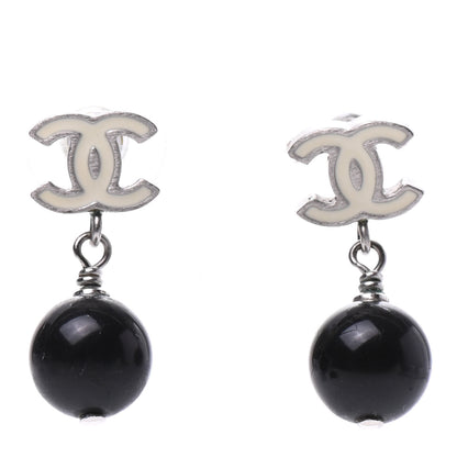 Chanel Ruthenium Bead CC Drop Earrings Black 1 of 5