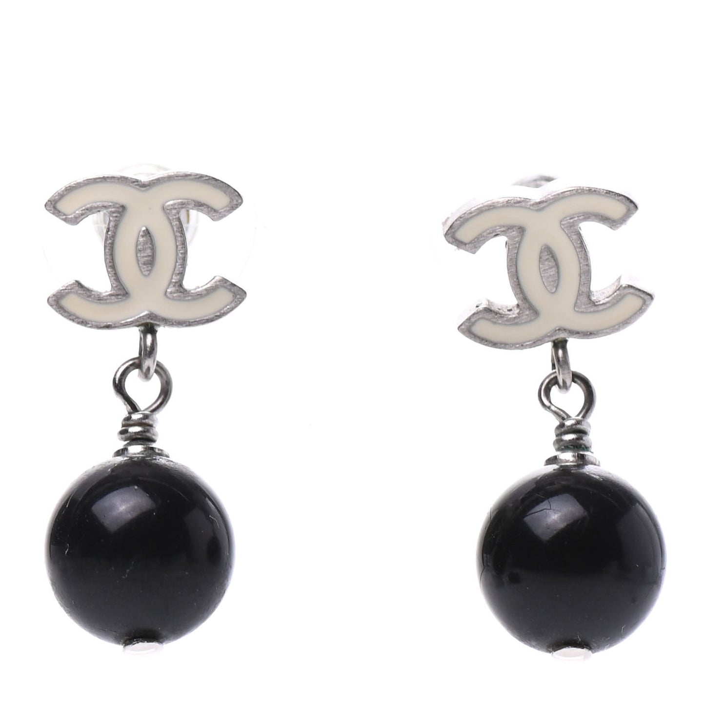 Ruthenium Bead CC Drop Earrings Black